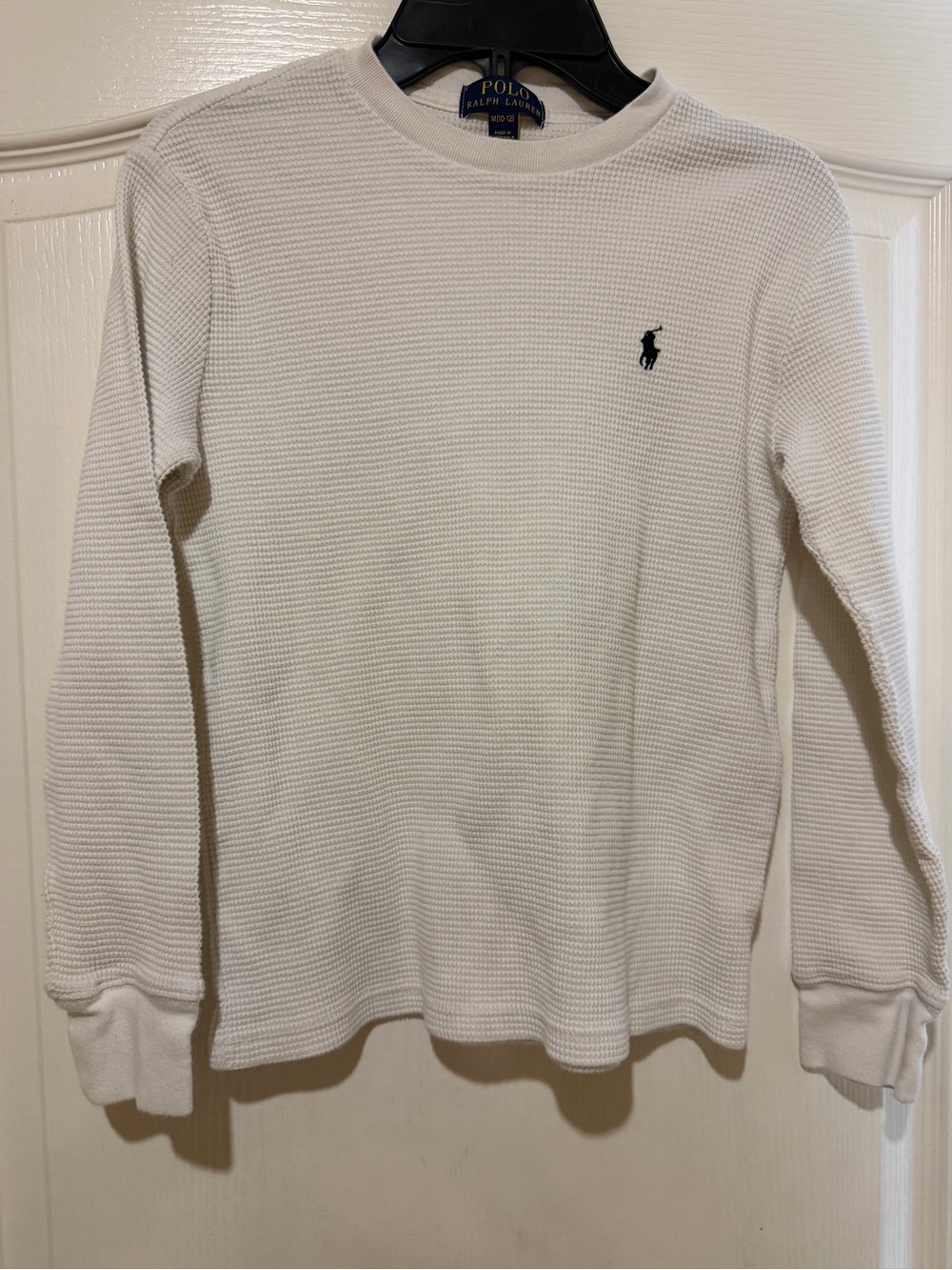Polo by Ralph Lauren Cream Waffle-Knit Long Sleeve Top